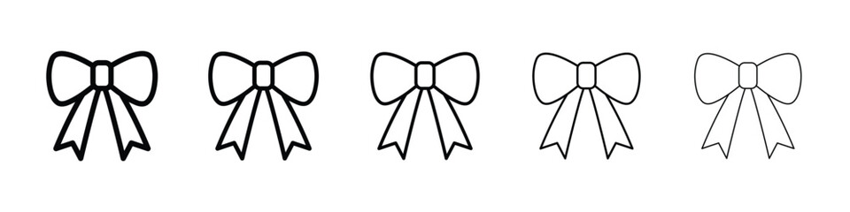 Ribbon icon logo in stroke lines collection