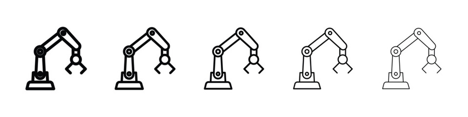 Robot arm icon logo in stroke lines collection