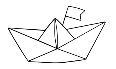 Paper Boat with Flag in Simple