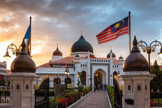 Kapitan Keling Mosque at sunset, George Town, Malaysia