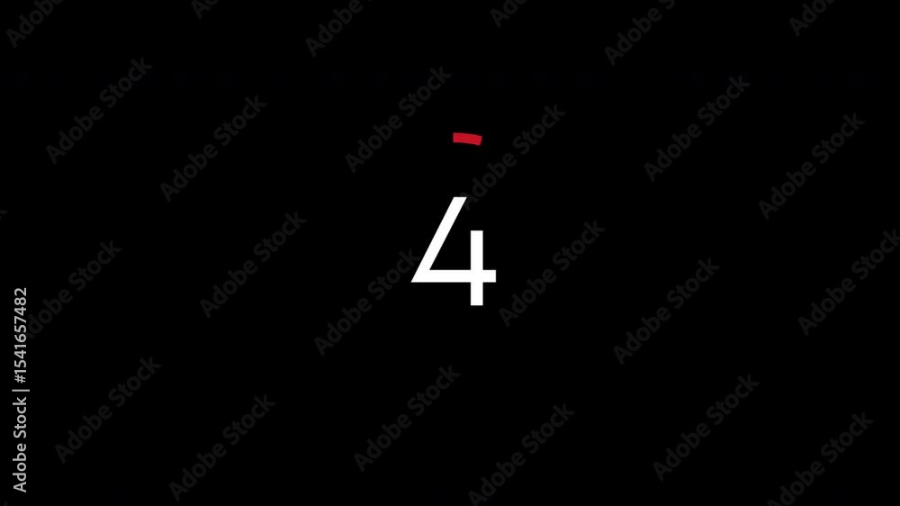 Poster countdown video: white number inside a red circle on a black background