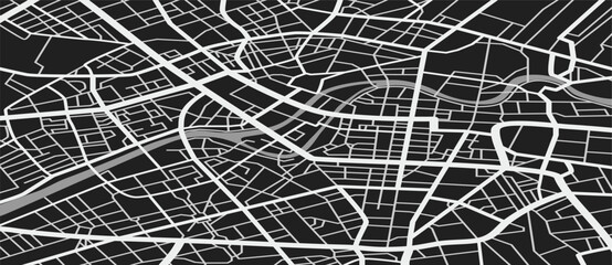 black white travel city map urban transport roads vector cartography