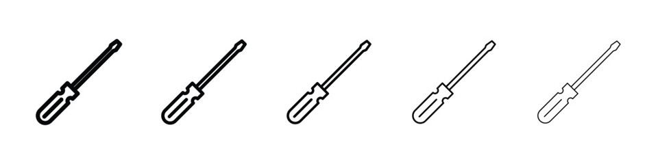 Screwdriver icon logo in stroke lines collection