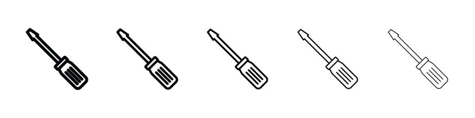 Screwdriver icon logo in stroke lines collection