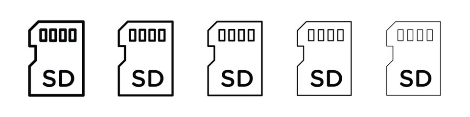 Sd card icon logo in stroke lines collection