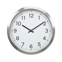 Simple wall clock displaying time with minimalistic design, suitable for home or office decor