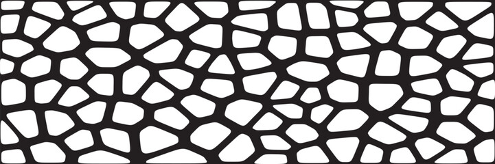 Black and white geometric seamless patterns vector set. Irregular shapes repeated backdrop for web tiles, science and interior designs. voronoi line polygonal cells template background collection
