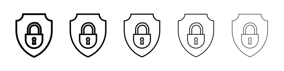 Security lock icon logo in stroke lines collection