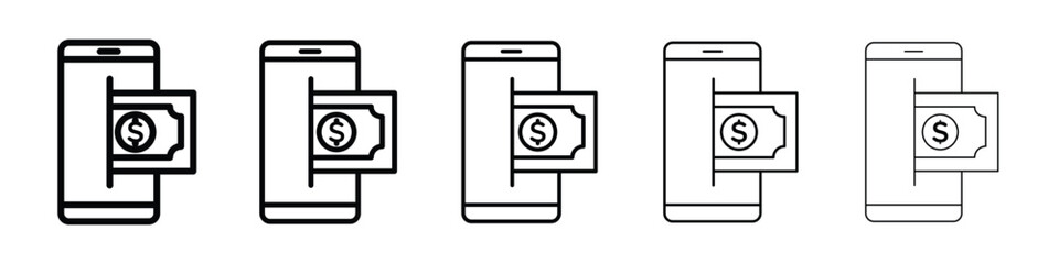 Send money smartphone icon logo in stroke lines collection