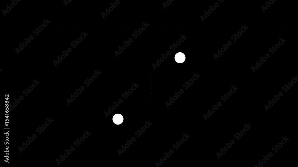 Poster minimalist animation: white circles and line on black background, abstract motion graphics