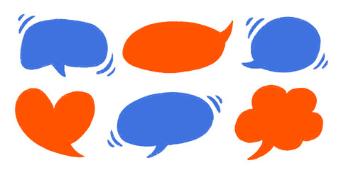 Crayon Speech Bubble Frame. Vector Chalk Talk Balloon. Colorful Dialog Chat Illustrations
