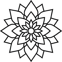 Outlined mandala featuring geometric balance and fine floral details