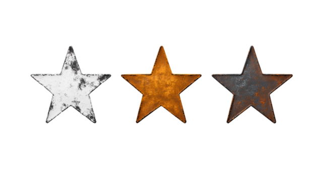 Rustic Metal Stars on Transparent Background