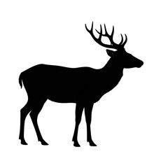Philippine Deer Side View Silhouette Vector 