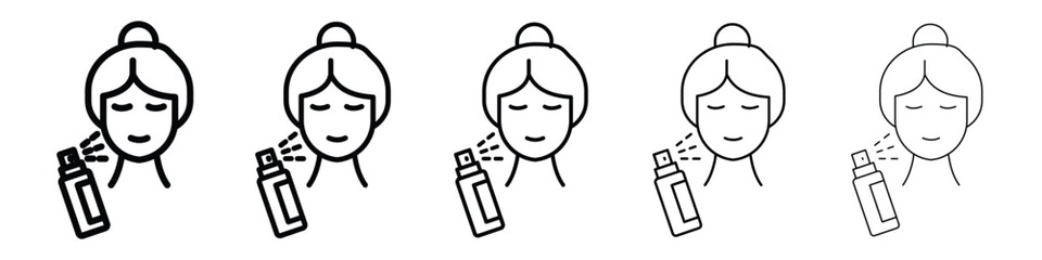 Spray on face icon logo in stroke lines collection
