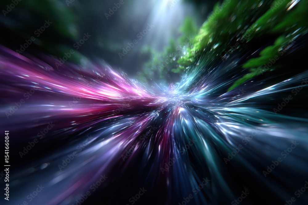 Aufkleber vibrant abstract visualization of light and colors in a mystical forest setting