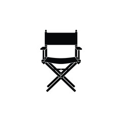 Fototapeta premium Black Silhouette Directors Chair Vector Icon movie
