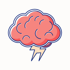 Colorful stylized brain struck by lightning as a symbol for creative thinking