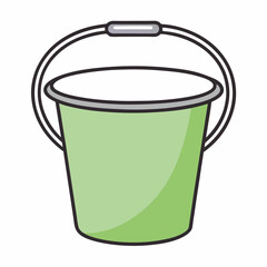 Illustration of a green bucket with a handle on orange background