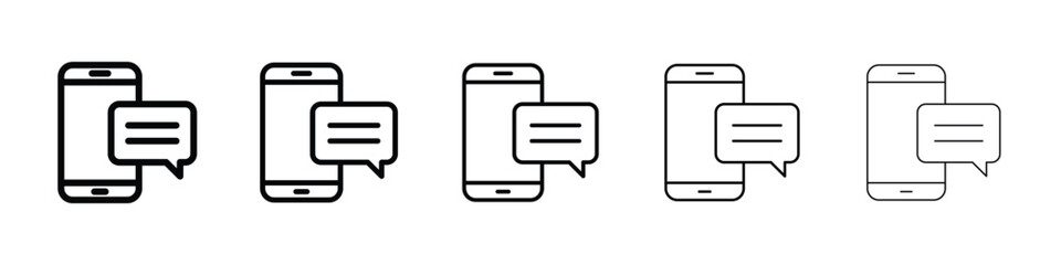 Obraz premium Text message icon logo in stroke lines collection