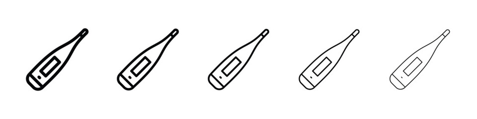 Thermometer icon logo in stroke lines collection