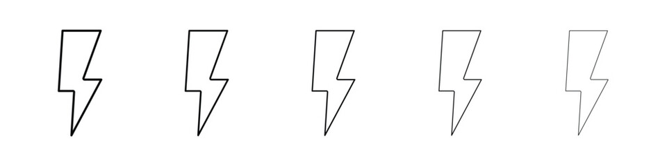 Thunder bolt icon logo in stroke lines collection
