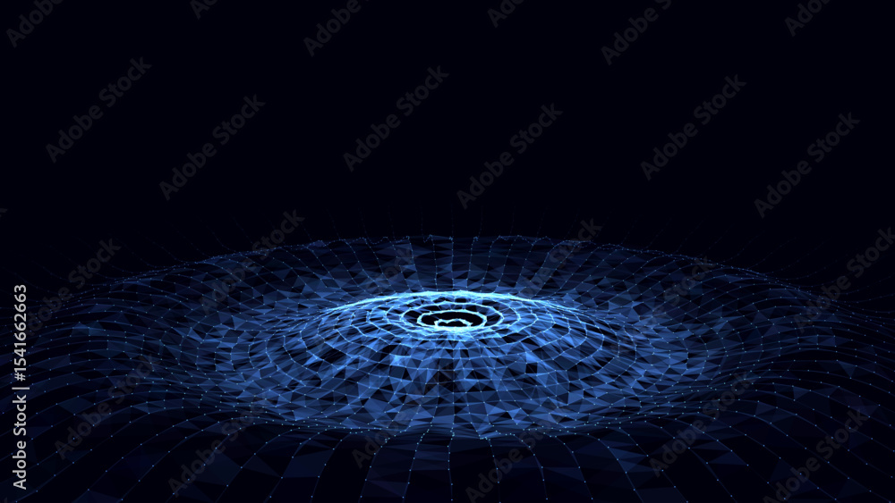 Poster 3d abstract circle music wave with blue dots and lines. futuristic technology background. graphic ef