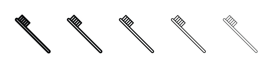 Toothbrush icon logo in stroke lines collection