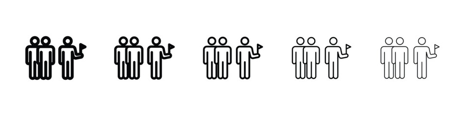 Tour guide people icon logo in stroke lines collection