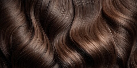 Fototapeta premium Close-up of a section of glossy wavy brown hair in a wavy style