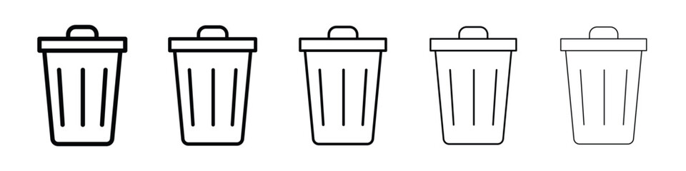 Trash icon logo in stroke lines collection