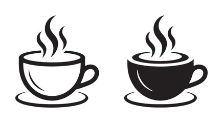 Steam rising from two coffee cups design a perfect graphic for cafe menus or websites