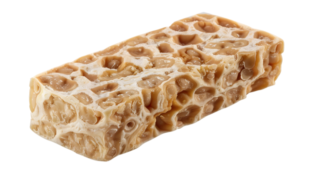 Honeycomb textured natural beeswax block, perfect for beekeeping or crafting projects, appealing to eco-friendly enthusiasts, on a transparent background