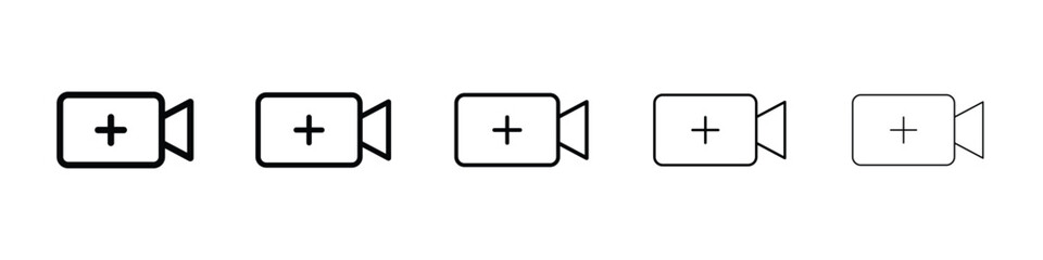 Fototapeta premium Video call icon logo in stroke lines collection