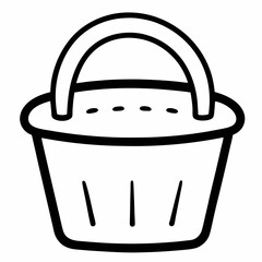 Simple line drawing of a basket with a handle