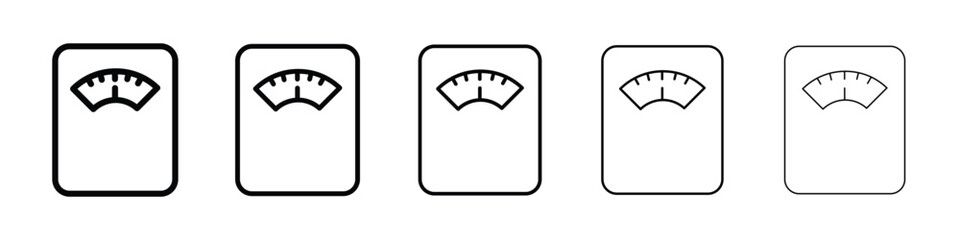 Weight scale icon logo in stroke lines collection
