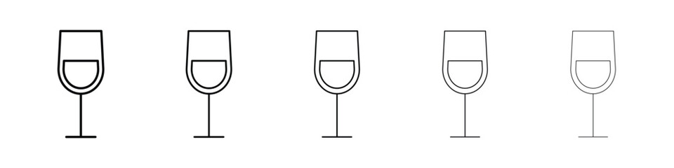 Wine glass icon logo in stroke lines collection