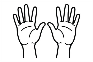 Fototapeta premium Two Hands Open Palms Upward Black Outline open hands