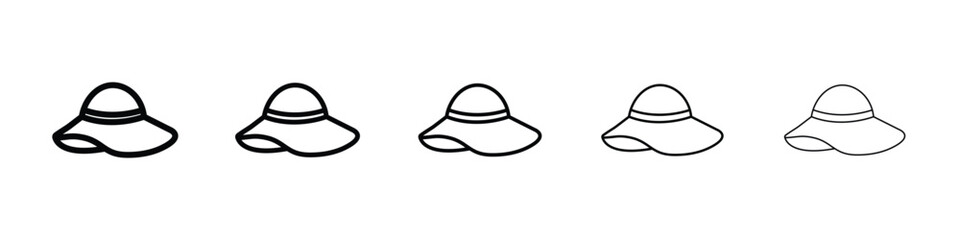 Woman hat icon logo in stroke lines collection