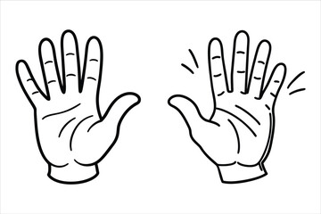 Fototapeta premium Two Hands High Five Black Line Art Illustration gesture