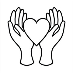 Obraz premium Two Hands Gently Holding a Heart Shape Outline care