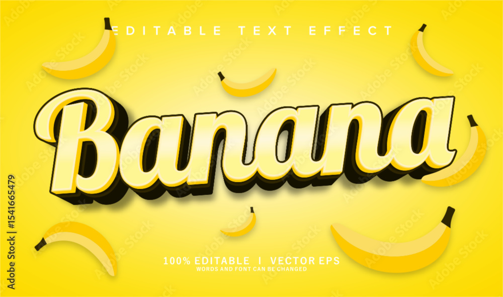 Poster banana vector text effect with modern style design