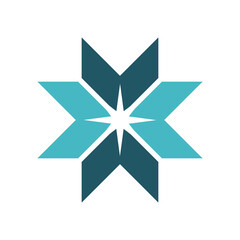 The image shows a flat logo design of a star consists of four arrow heads that looks clean and modern on a white background
