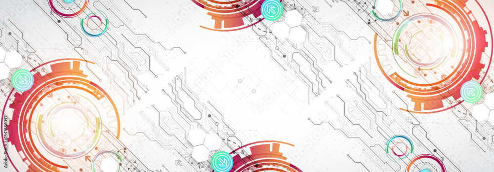 Aufkleber Abstraction on the theme of tech circles. Scientific and technological background. Vector background.