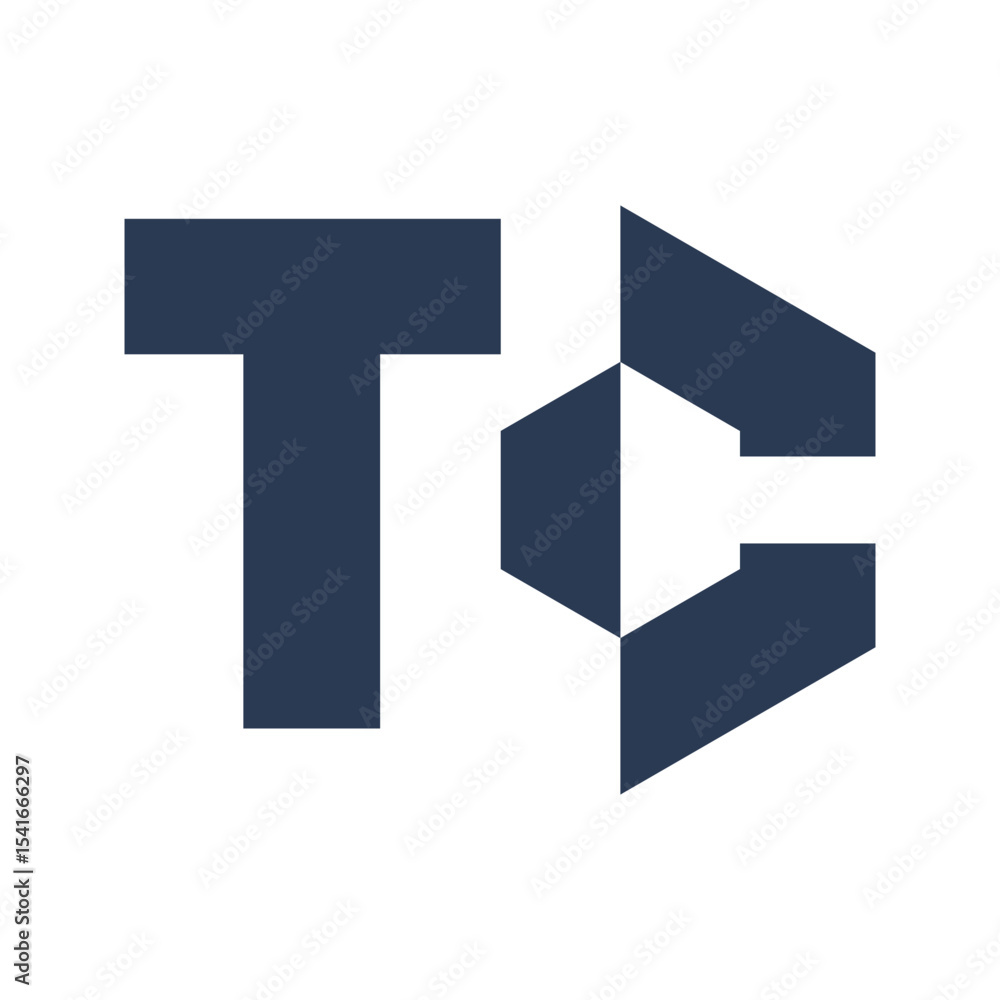 Poster the image shows a flat monogram logo design of an initial letter tc in dark color in hexagon shape t