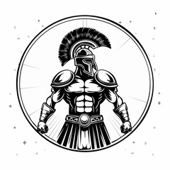 Fearless Gladiator Displaying Strength and Courage in Front of the Sun Vector