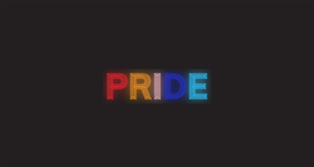 PRIDE inscription neon style on the black background