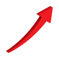 Growing business arrow up on white background. Profit 3d red arrow, Vector.Business concept, growing chart. Concept of sales symbol icon with arrow moving up. Economic Arrow With Growing Trend.	
