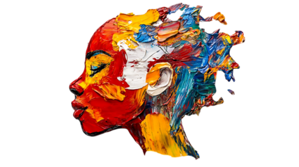 the head of a woman painting art on white background 