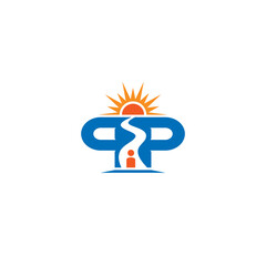 Letter PP, Pathway, Sun and a Person logo or icon design